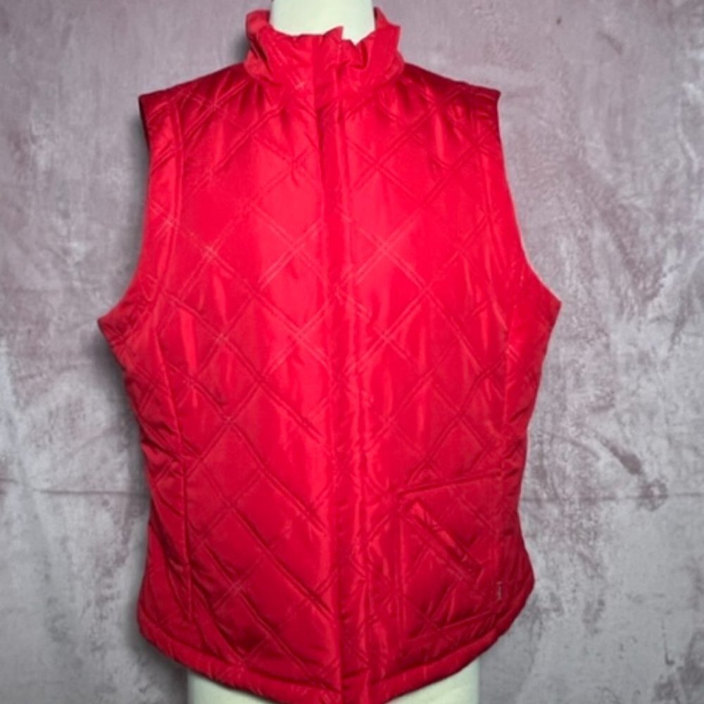 Womens Red Sleeveless Liz Golf Puffer Size XL